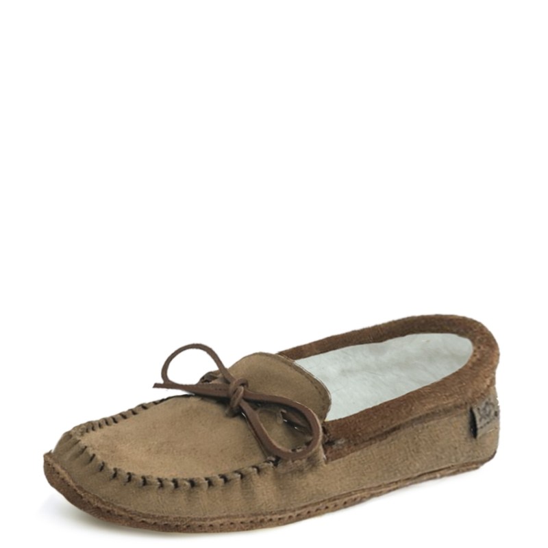 "Laurentian Chief Moccasin single lacing, orlon, padded ski sole"