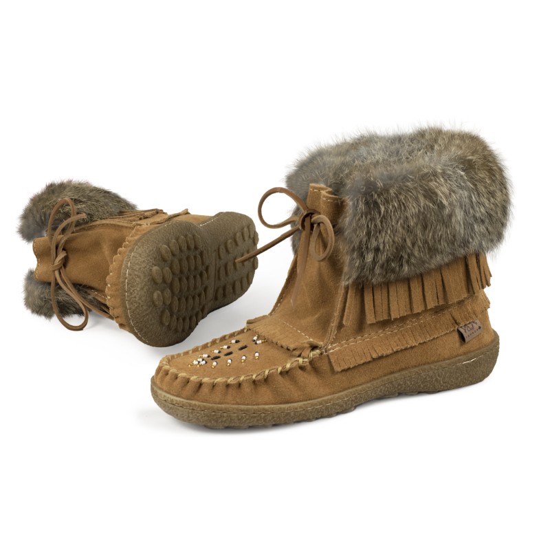 "Laurentian Chief Comanche, fur trim, long fring, lined, beaded, nat. italia sole"