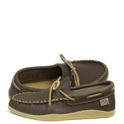 "Laurentian Chief Driving moc confort, 8 holes collar, suede lined, natural k sole"