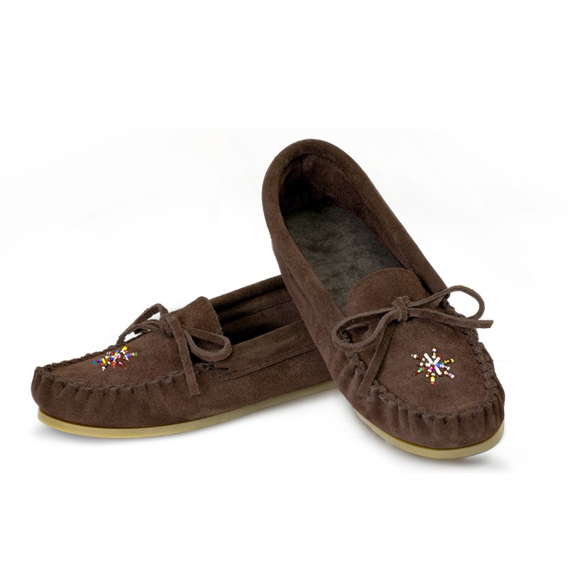 "Laurentian Chief Moccasins, beaded, crepex natural sole"