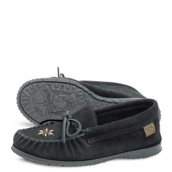"Laurentian Chief Moccasins, beaded, black ind. Sole"