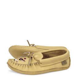 "Laurentian Chief Moccasins, beaded, padded ski sole"