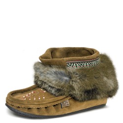 "Laurentian Chief Nuka, 6"", lined, top beaded, crepex black sole"