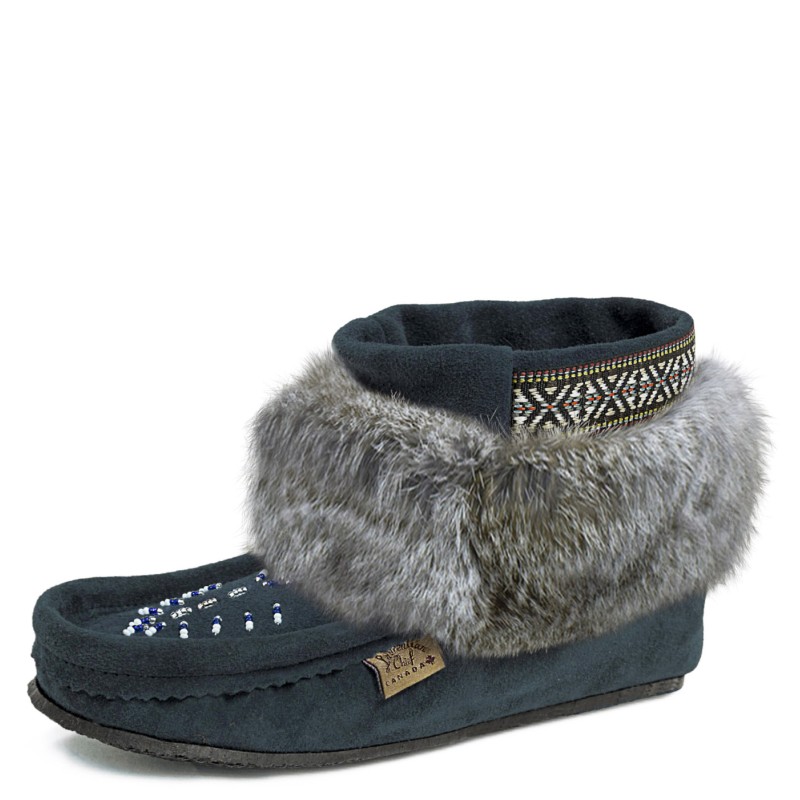 "Laurentian Chief Nuka, 6"", lined, top beaded, crepex black sole"