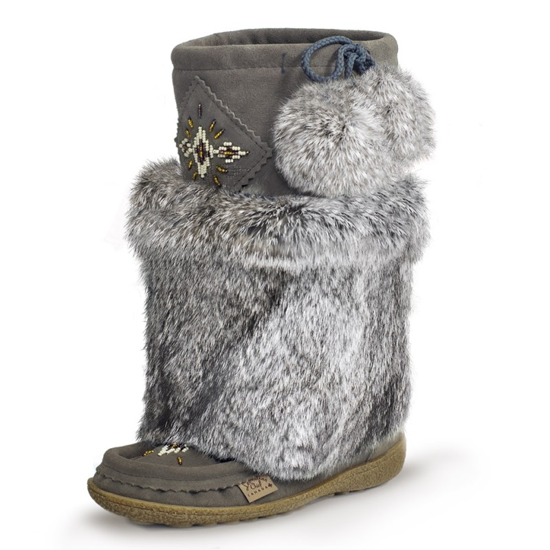 "Laurentian Chief Mukluk 16"", orlon, beaded, Italia Marron sole"